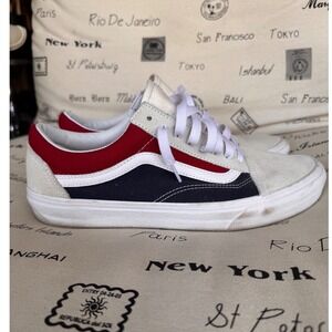 Vans Mens‎ Old Skool Low Top Skate Shoes Sneakers Red White Blue Sz 10 Patriotic